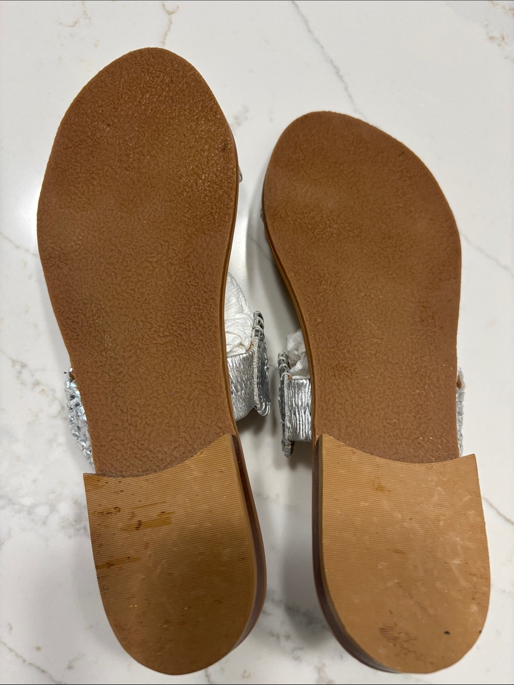 Jack Rogers Silver Beaded Double-Strap Slide Sandals - Picture 7 of 8